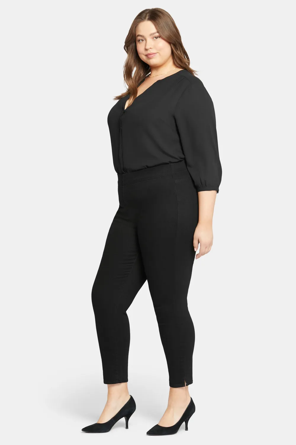 NYDJ Skinny Ankle Pull-on Plus Jeans Schwarz elastisch