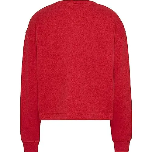 Tommy Jeans Damen Sweatshirt Cropped Rot M Logo