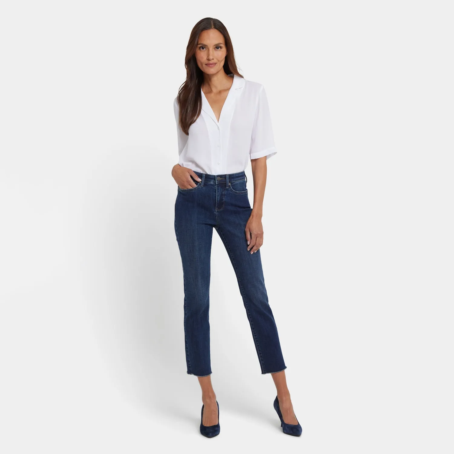 NYDJ Sheri Slim Ankle Jeans Louvre Sapphire Fransen