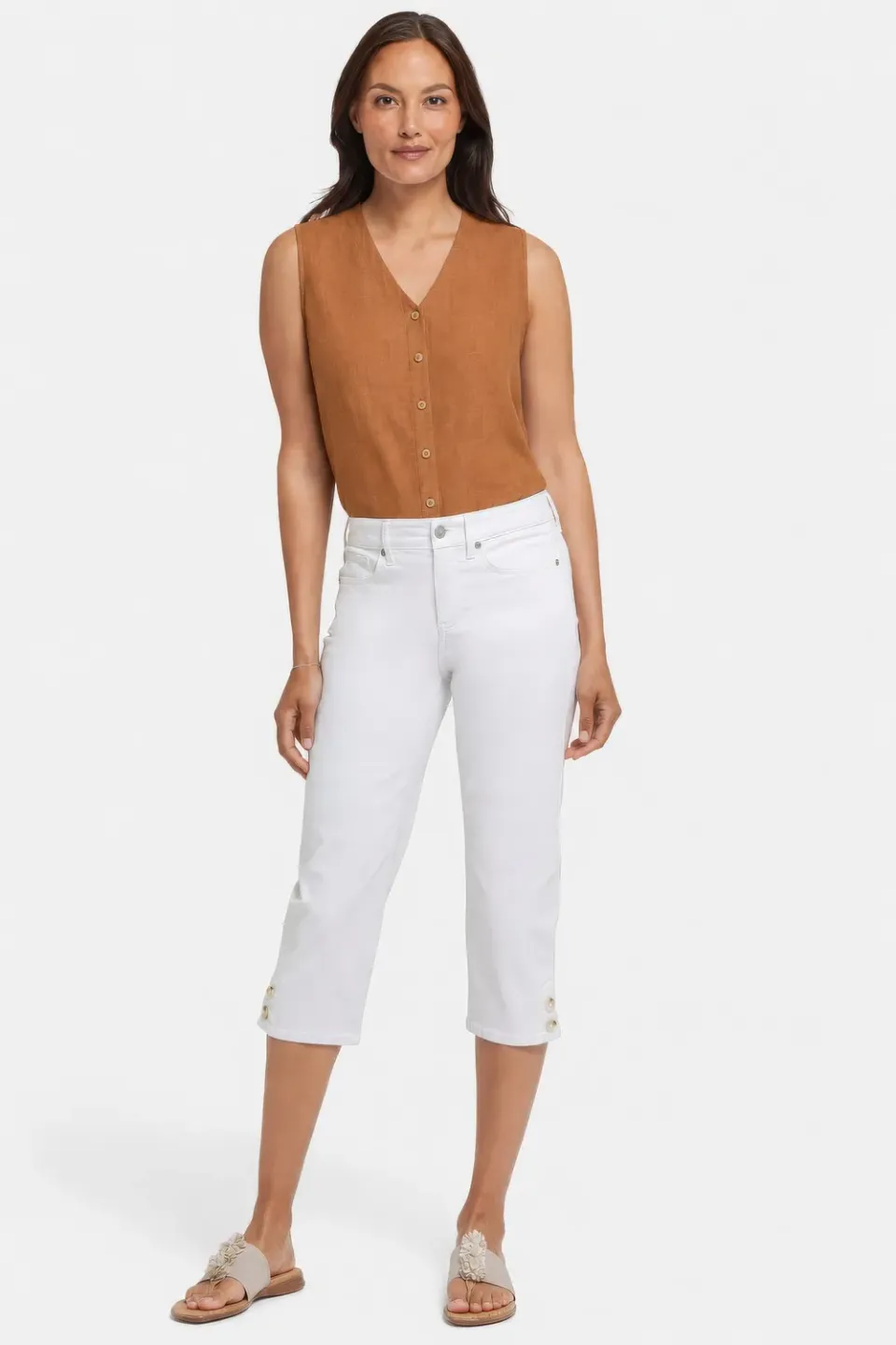 NYDJ Marilyn Straight Crop Petite Jeans White Damen