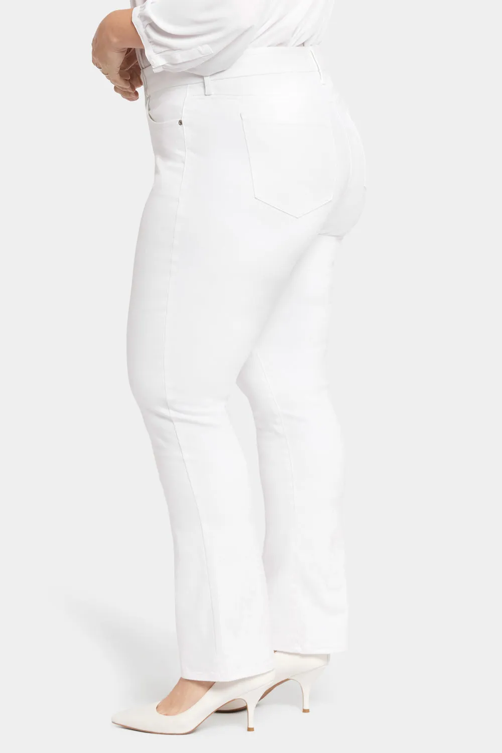 NYDJ Waist-Match Marilyn Straight Plus Jeans Optic White