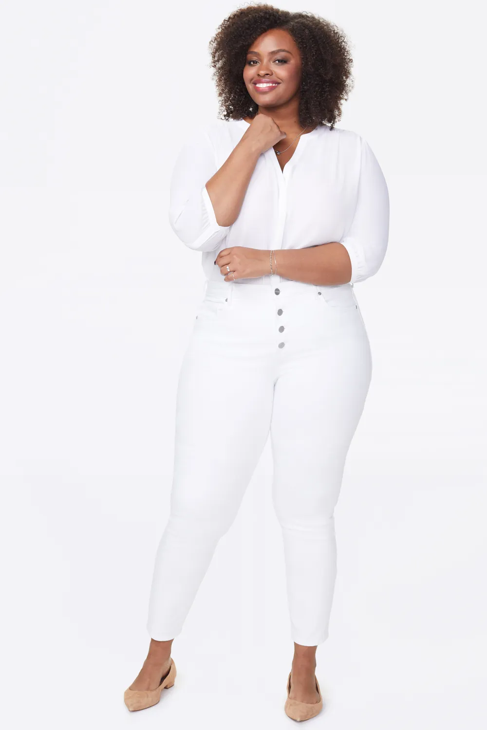 NYDJ Ami Skinny Ankle Jeans Weiss Plus Stretch