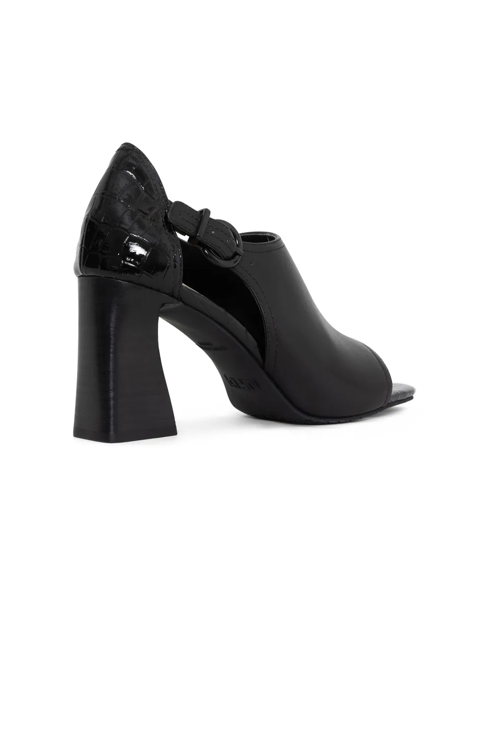 NYDJ Larlie Block Heel Sandalen Schwarz Leder