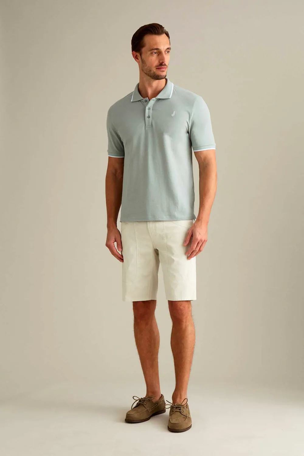 Jeckerson Jayden Bermuda Eisgrau Slim Fit Wabenstoff