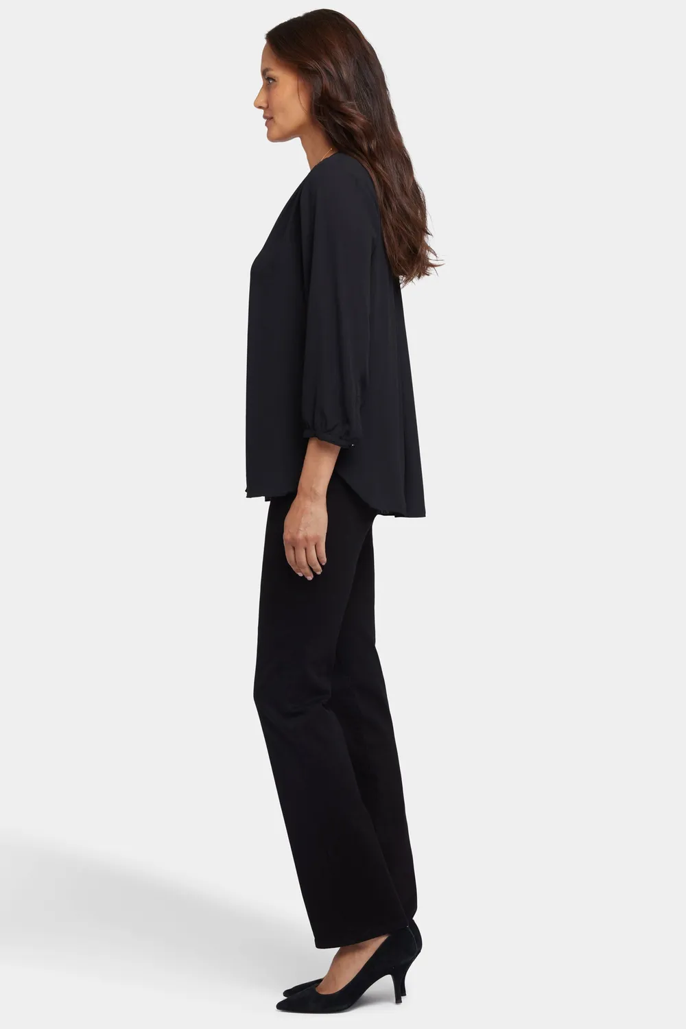 NYDJ Pintuck Blouse Bluse Black 3/4-Arm schwarz