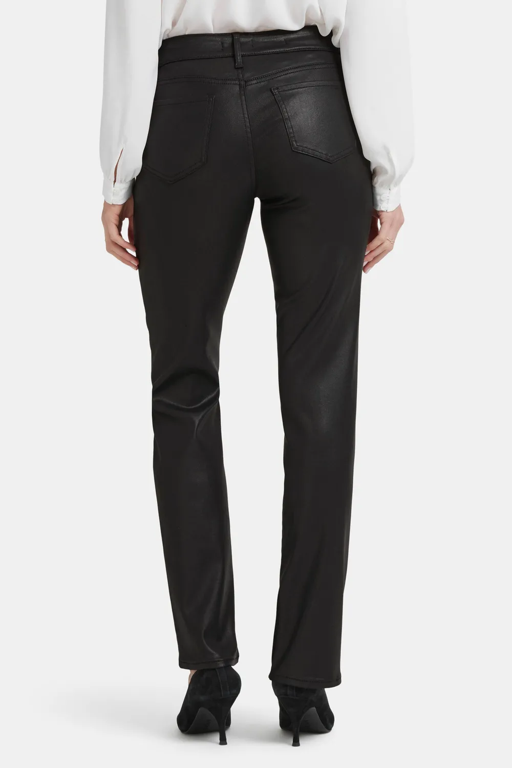 NYDJ Marilyn Straight Petite Jeans Schwarz beschichtet
