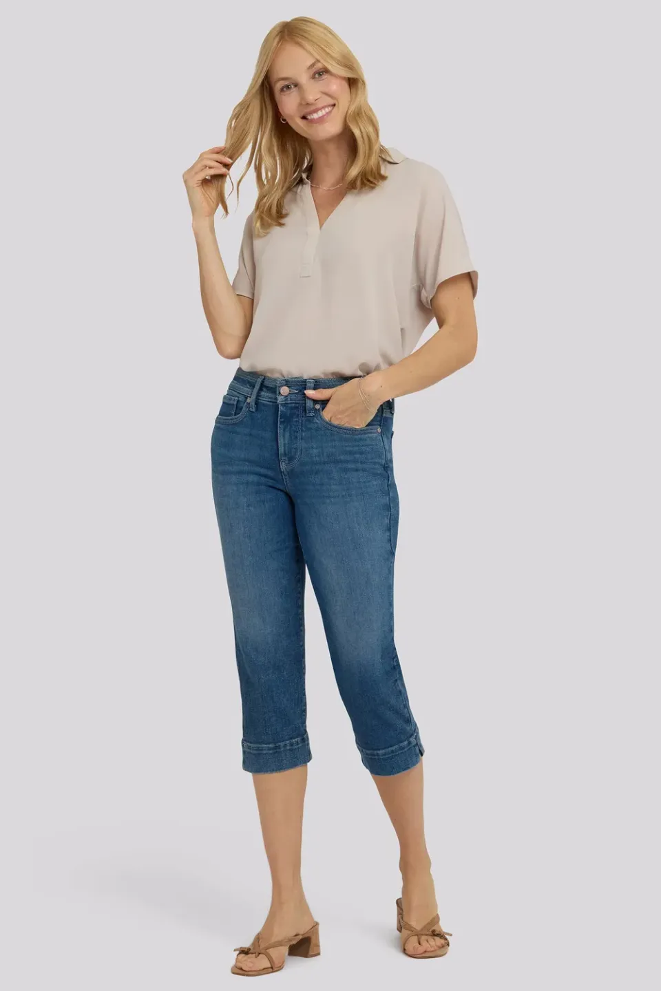 NYDJ Marilyn Straight Crop Jeans Petite Breezy Palms gerade