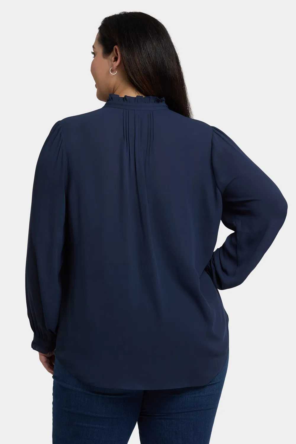NYDJ Plissee Tunika Oxford Navy Plus Rüschen