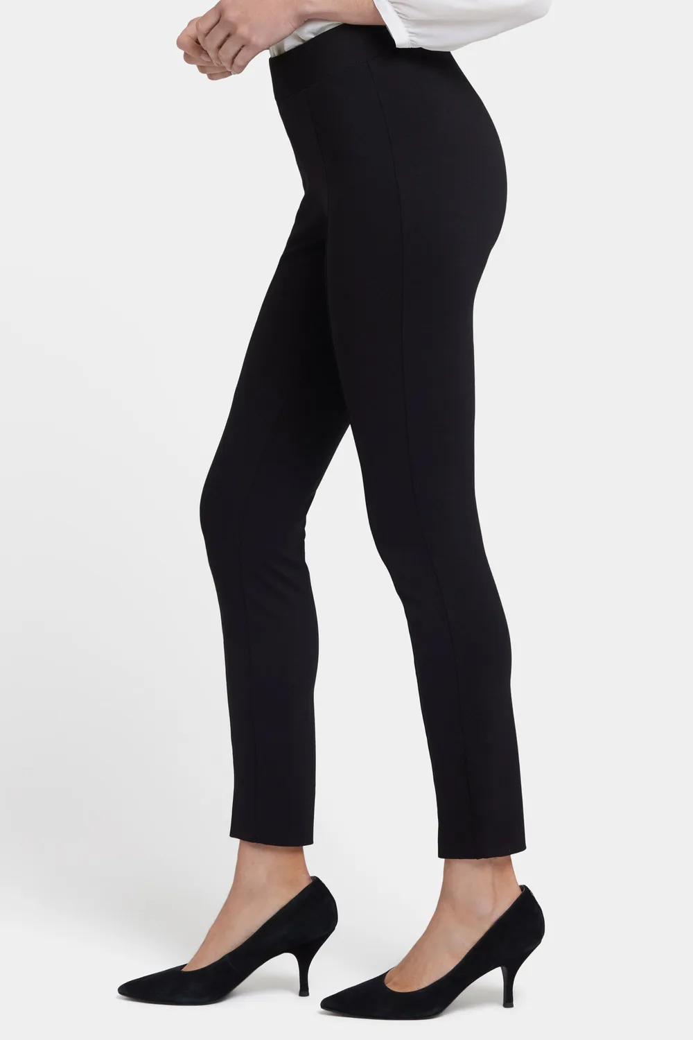 NYDJ Basic Legging Pants Schwarz Ponte-Hose mit Schlitz