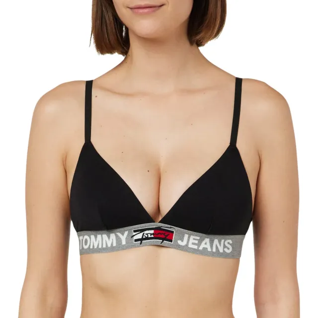 Tommy Jeans Triangle UW0UW02721 Bralette Schwarz ungefüttert