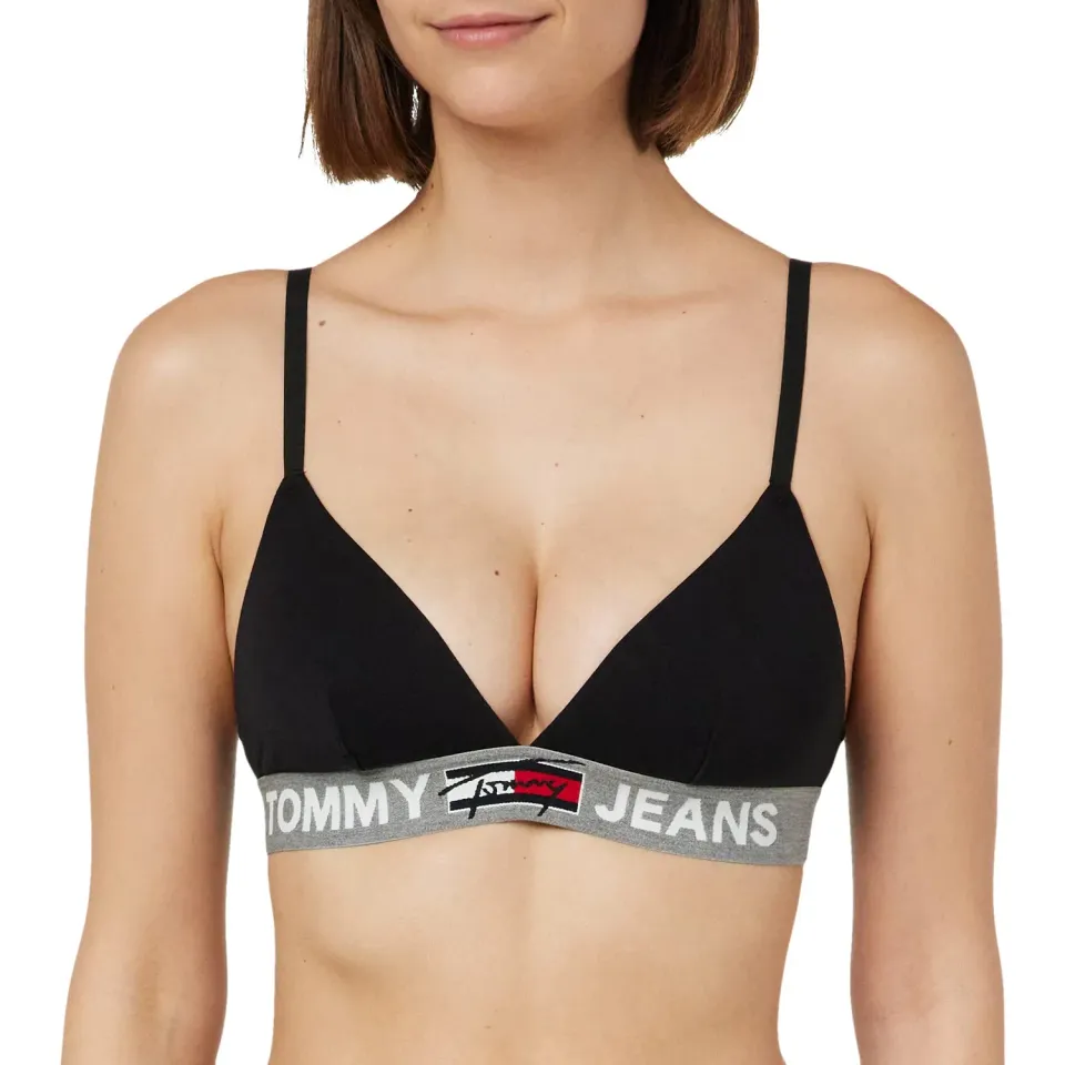 Tommy Jeans Triangle UW0UW02721 Bralette Schwarz ungefüttert