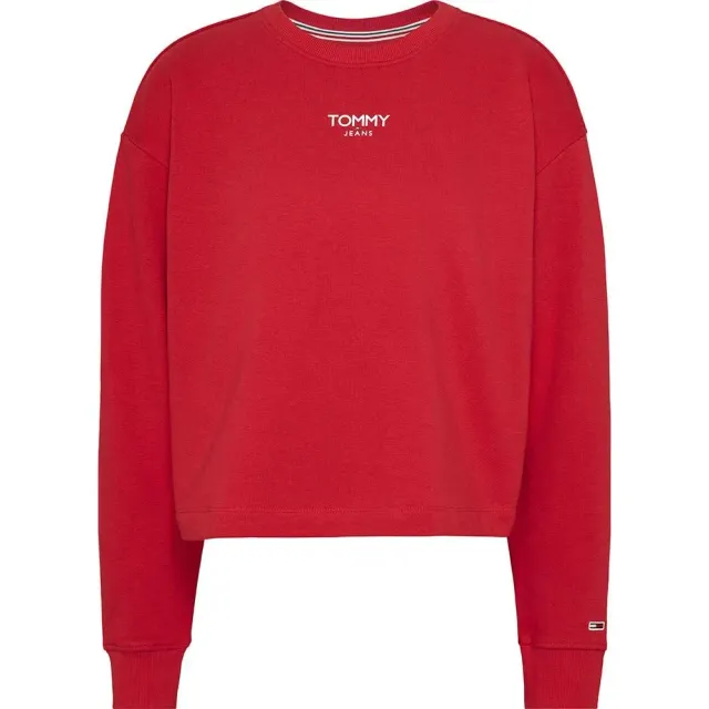 Tommy Jeans Damen Sweatshirt Cropped Rot M Logo