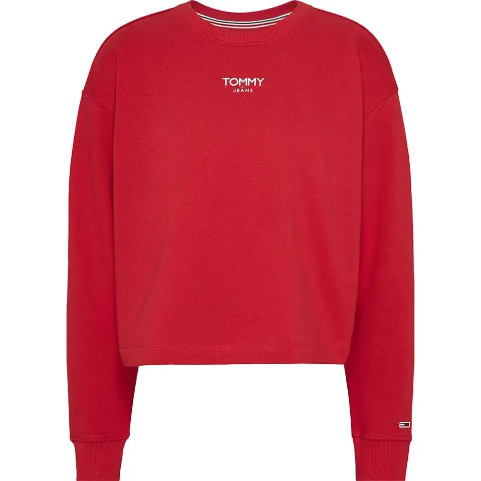 Tommy Jeans Damen Sweatshirt Cropped Rot M Logo