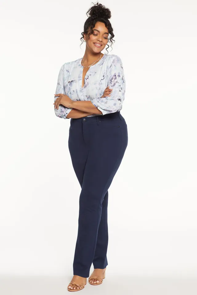NYDJ Marilyn Hose Plus Oxford Navy Gerades Bein