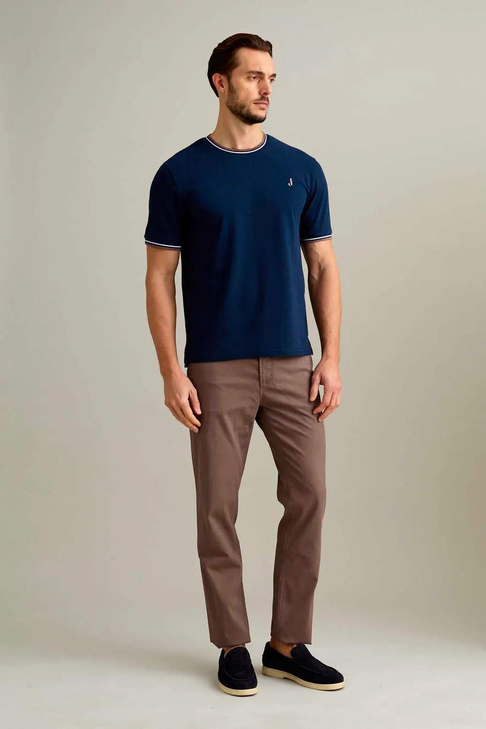 Jeckerson T-Shirt Piqué Blau-Melange Kurzarm