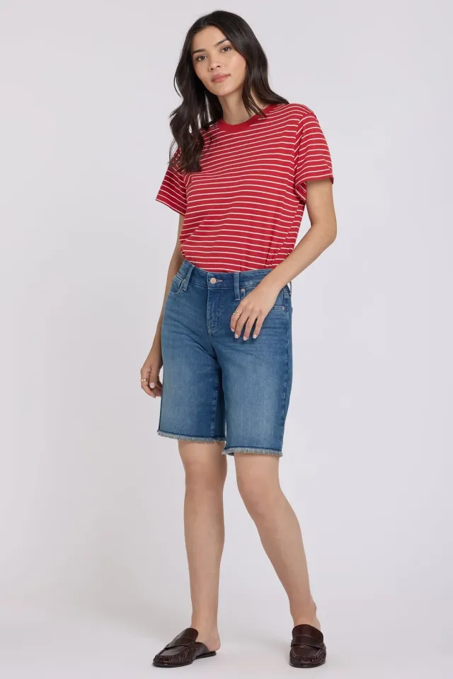 NYDJ Boyfriend Denim Shorts Breezy Palms Blau