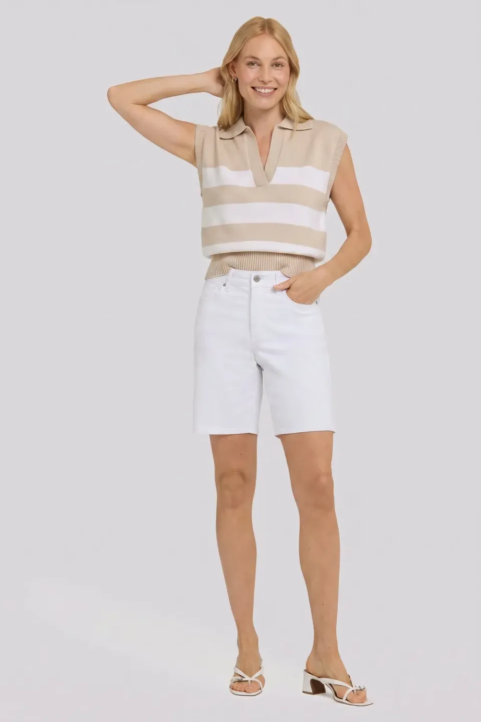 NYDJ Erin Relaxed Denim Shorts Optic White lockerer Schnitt