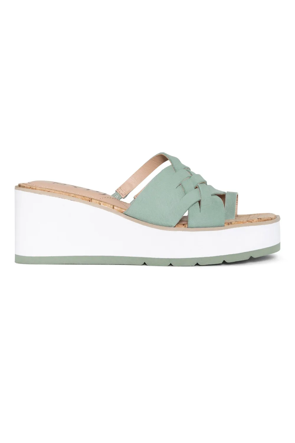NYDJ Reesie Keilsandalen Jade Grün Leder
