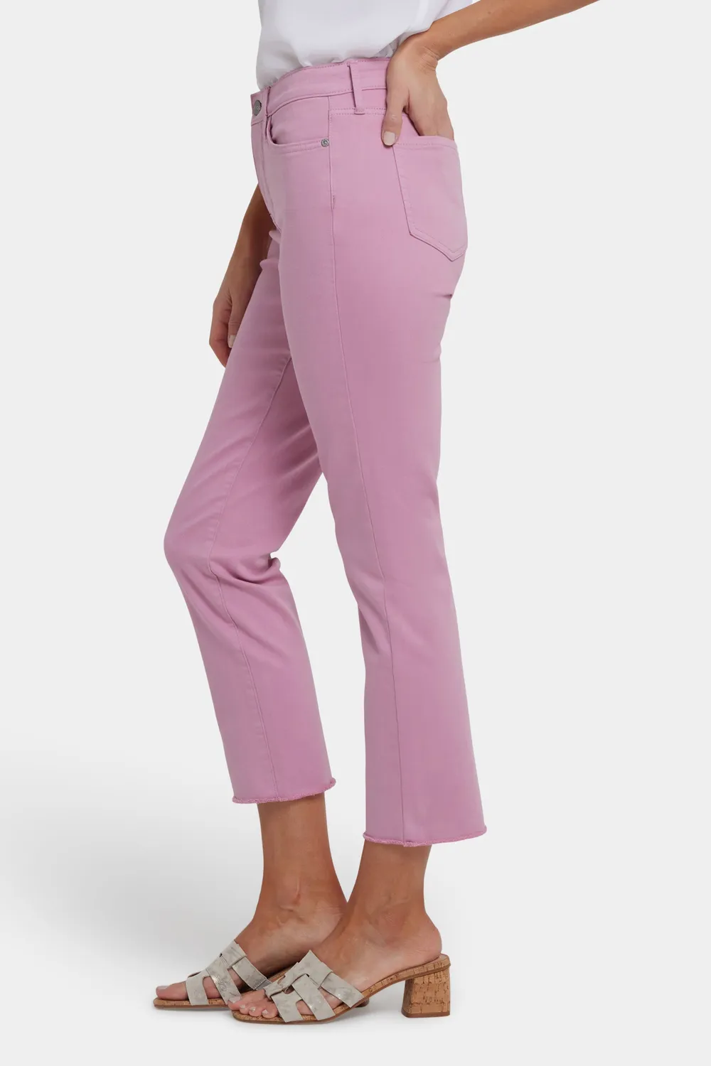 NYDJ Sheri Slim Ankle Jeans Rosa Fransensaum
