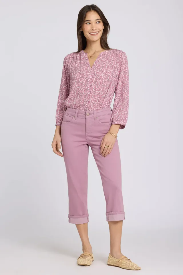 NYDJ Marilyn Straight Crop Jeans Petite Dusky Daisy