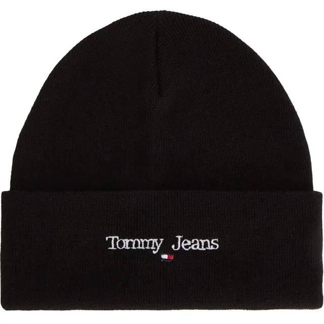 Tommy Jeans Sport Beanie Strickmütze Schwarz Logo