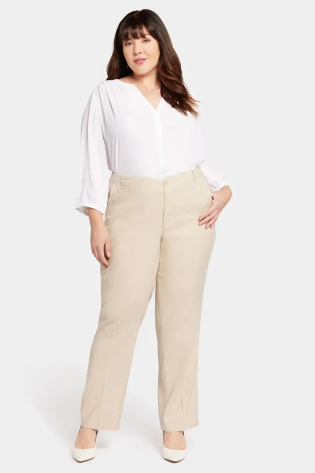 NYDJ Marilyn Stretch-Leinen Hose Feather Plus Size