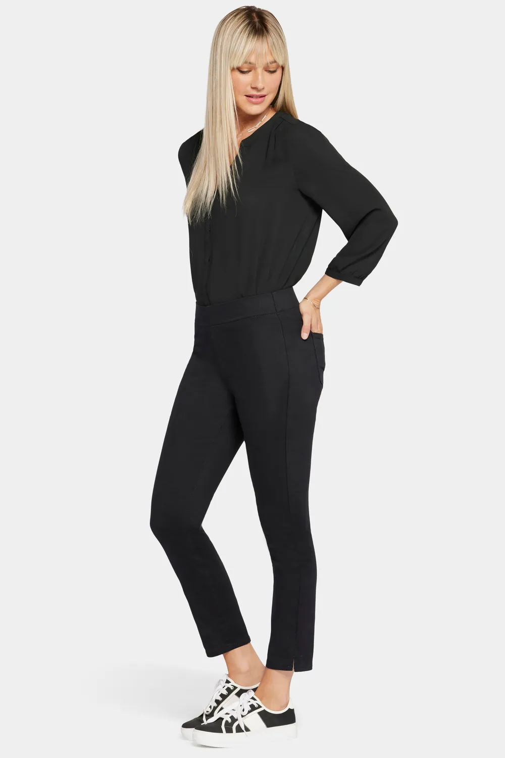 NYDJ Skinny Ankle Pull-On Jeans Schwarz elastisch