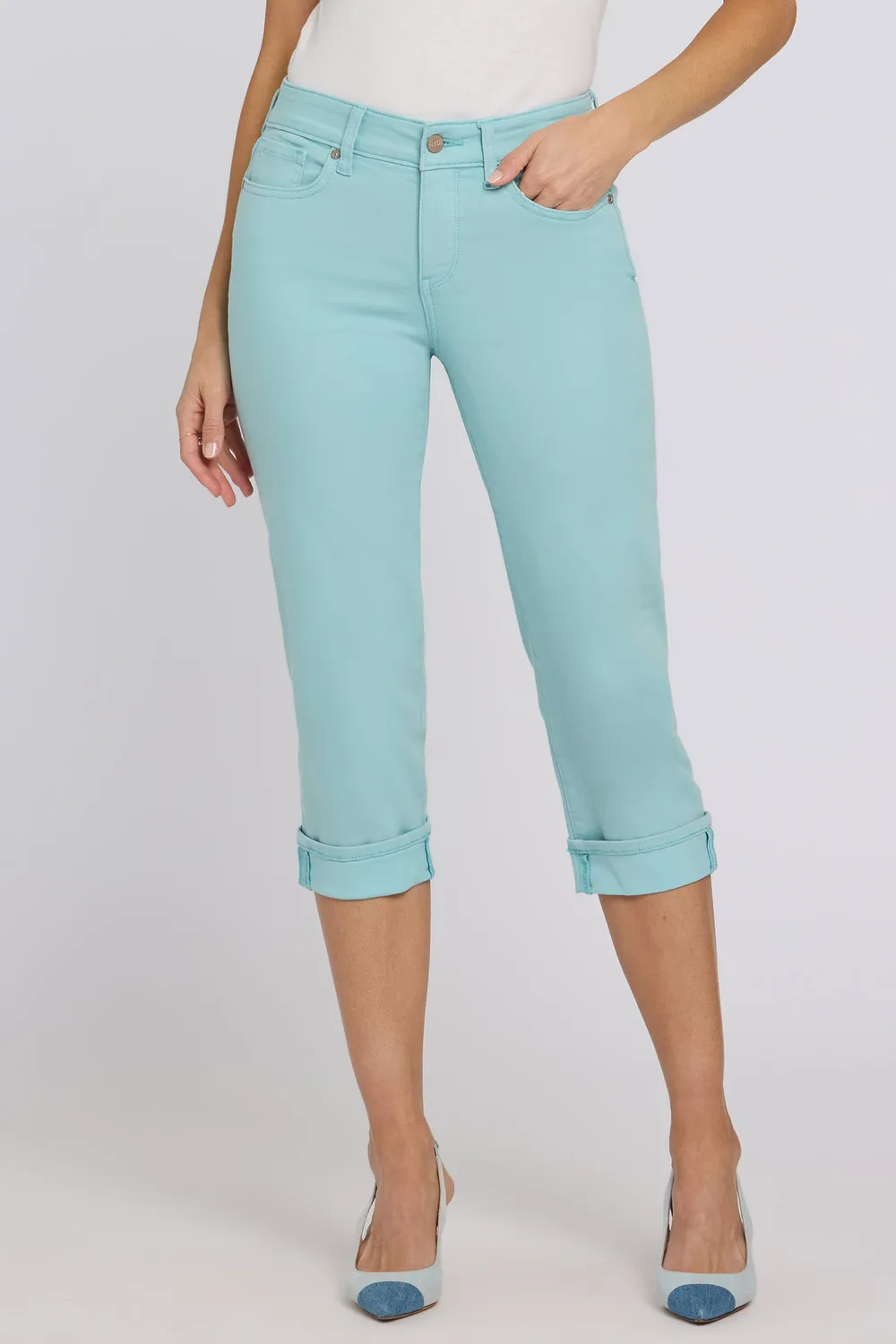 NYDJ Marilyn Straight Crop Jeans Petite Aqua Haze