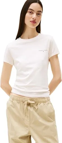 Tommy Jeans Slim Linear T-Shirt Damen M Baumwolle