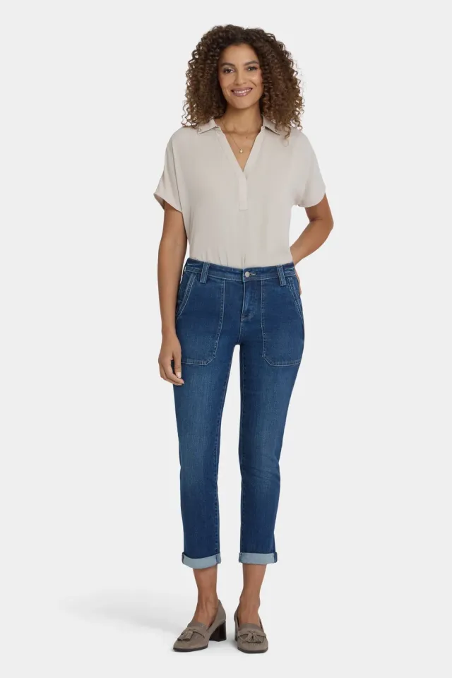 NYDJ Margot Girlfriend Jeans Vintage Lapis Used-Look