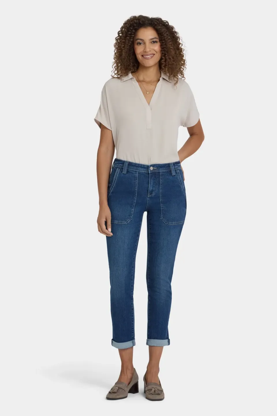 NYDJ Margot Girlfriend Jeans Vintage Lapis Used-Look
