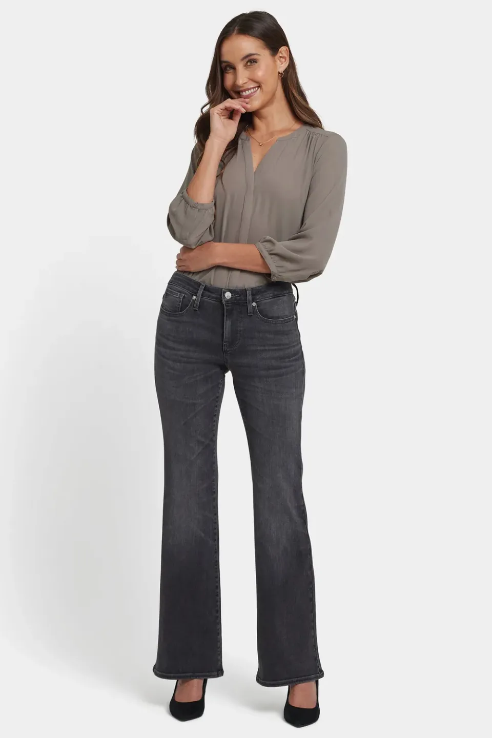 NYDJ Ava Flared Jeans Gloomy Marais Grau