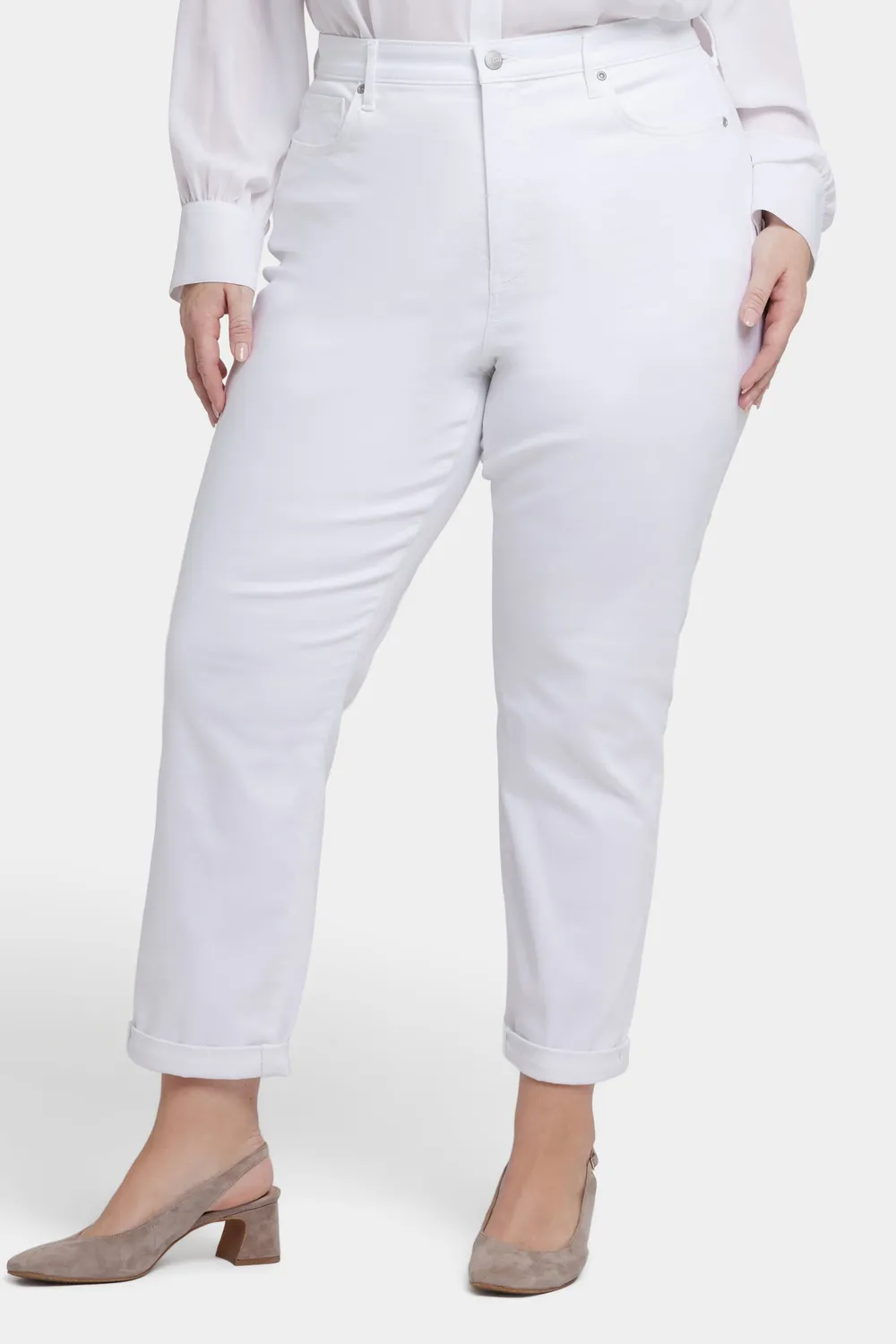 NYDJ Margot Girlfriend Jeans Plus Optic White weiß