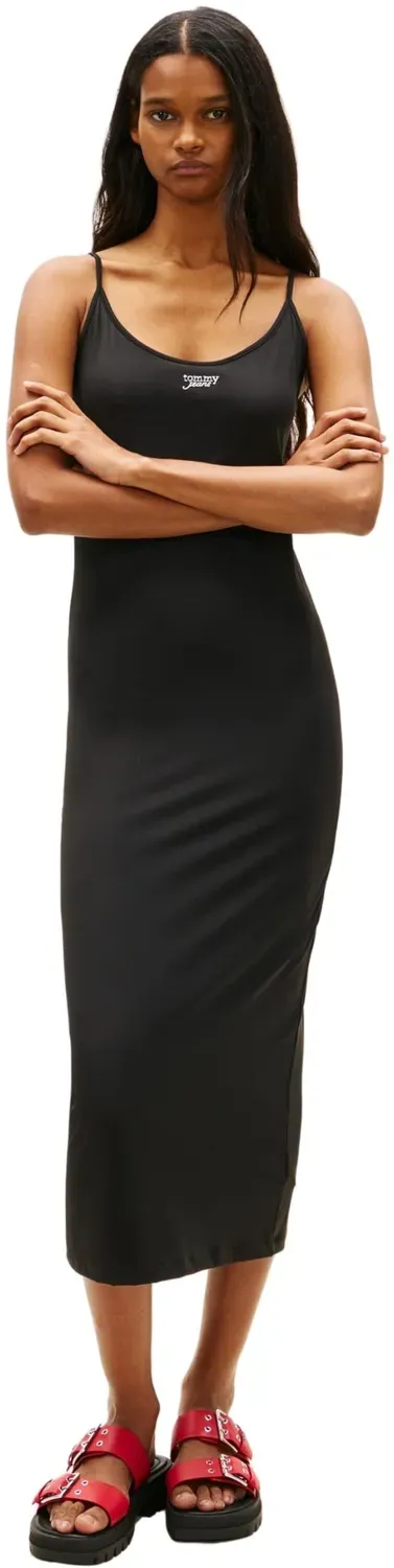 Tommy Jeans Silver Script Midi Kleid M figurbetont Midi