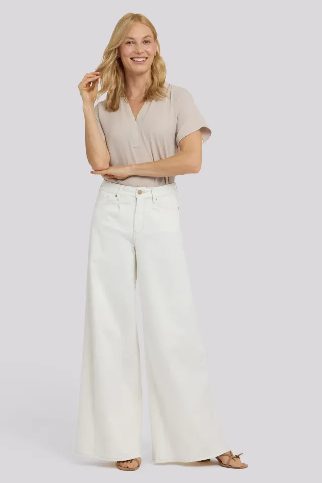 NYDJ Nova Super Wide Leg Jeans Vintage White Weiß