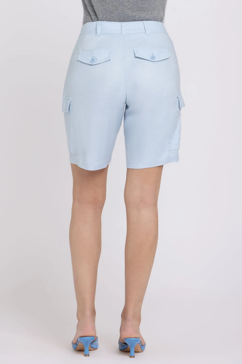 NYDJ Cargo Bermuda Shorts Blue Clover aus Leinen