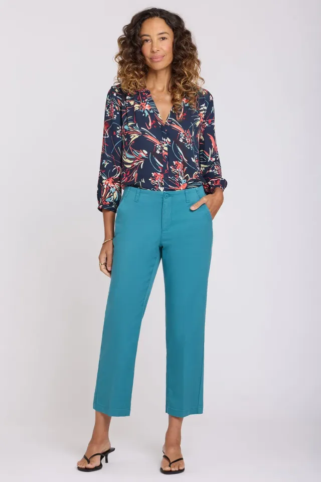 NYDJ Marilyn Straight Ankle Pants Harbor Blue Stretch
