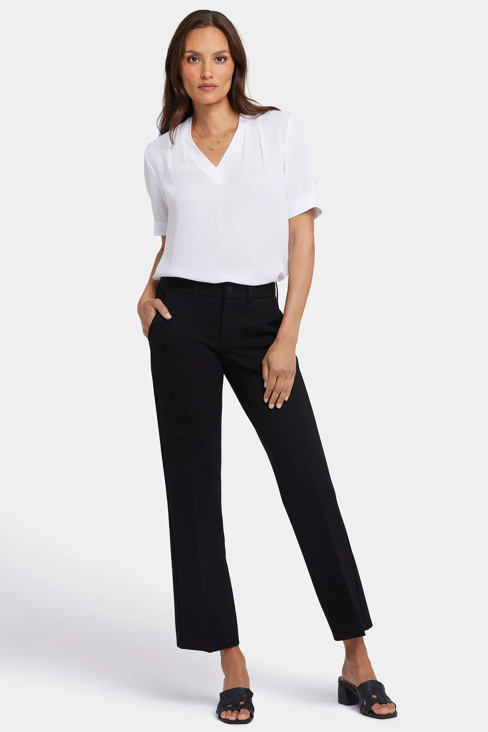 NYDJ Straight Trouser Hose Schwarz gerade