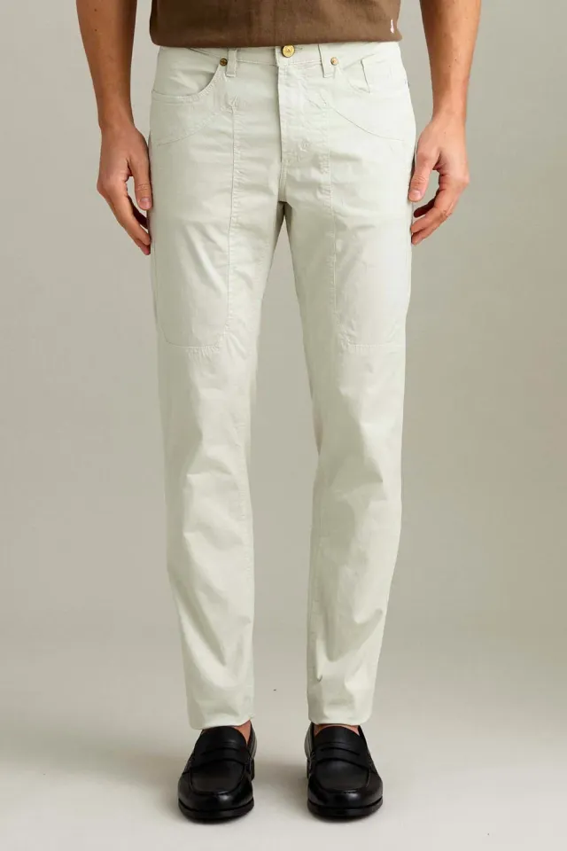 Jeckerson John Hose Herren hellgrau Slim Fit Gabardine