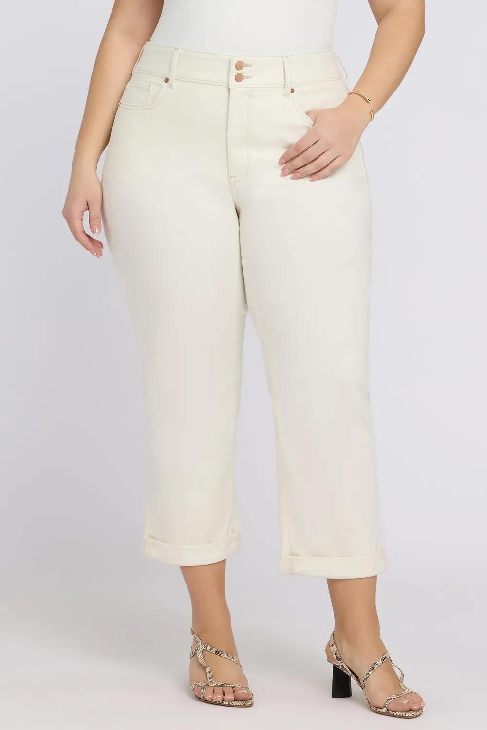 NYDJ Bailey Relaxed Straight Crop Jeans Weiß Plus