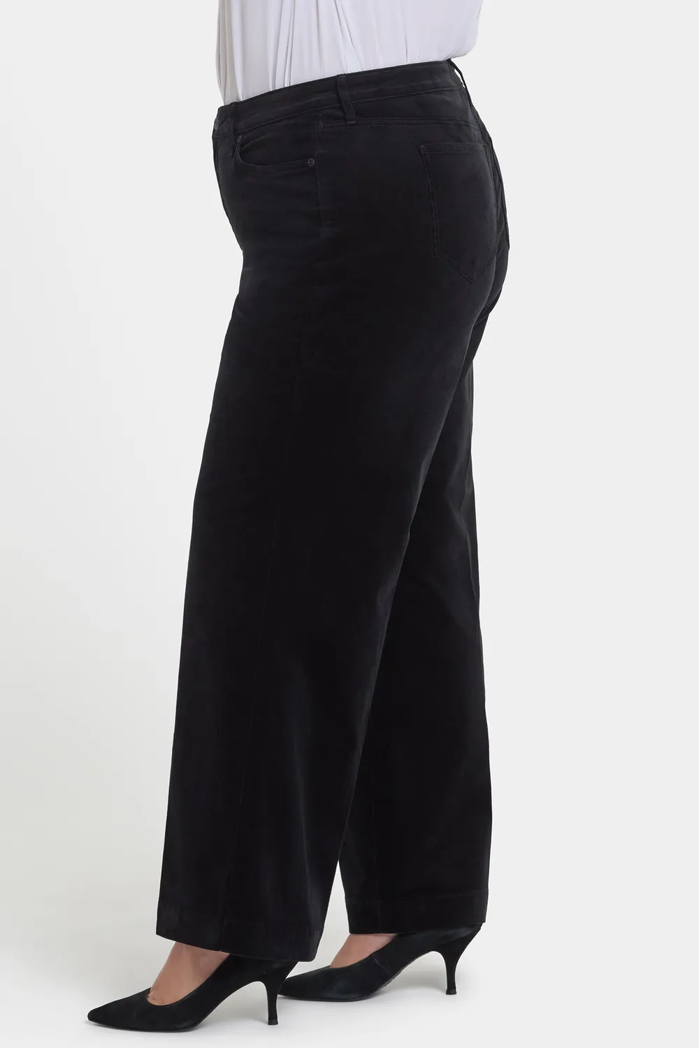 NYDJ Teresa Wide Leg Hose Black Cord Plus