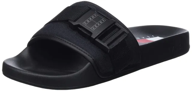 Tommy Jeans Herren Badeschuhe mit Logo Schwarz 40 EU