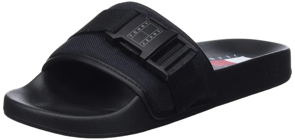 Tommy Jeans Herren Badeschuhe mit Logo Schwarz 40 EU