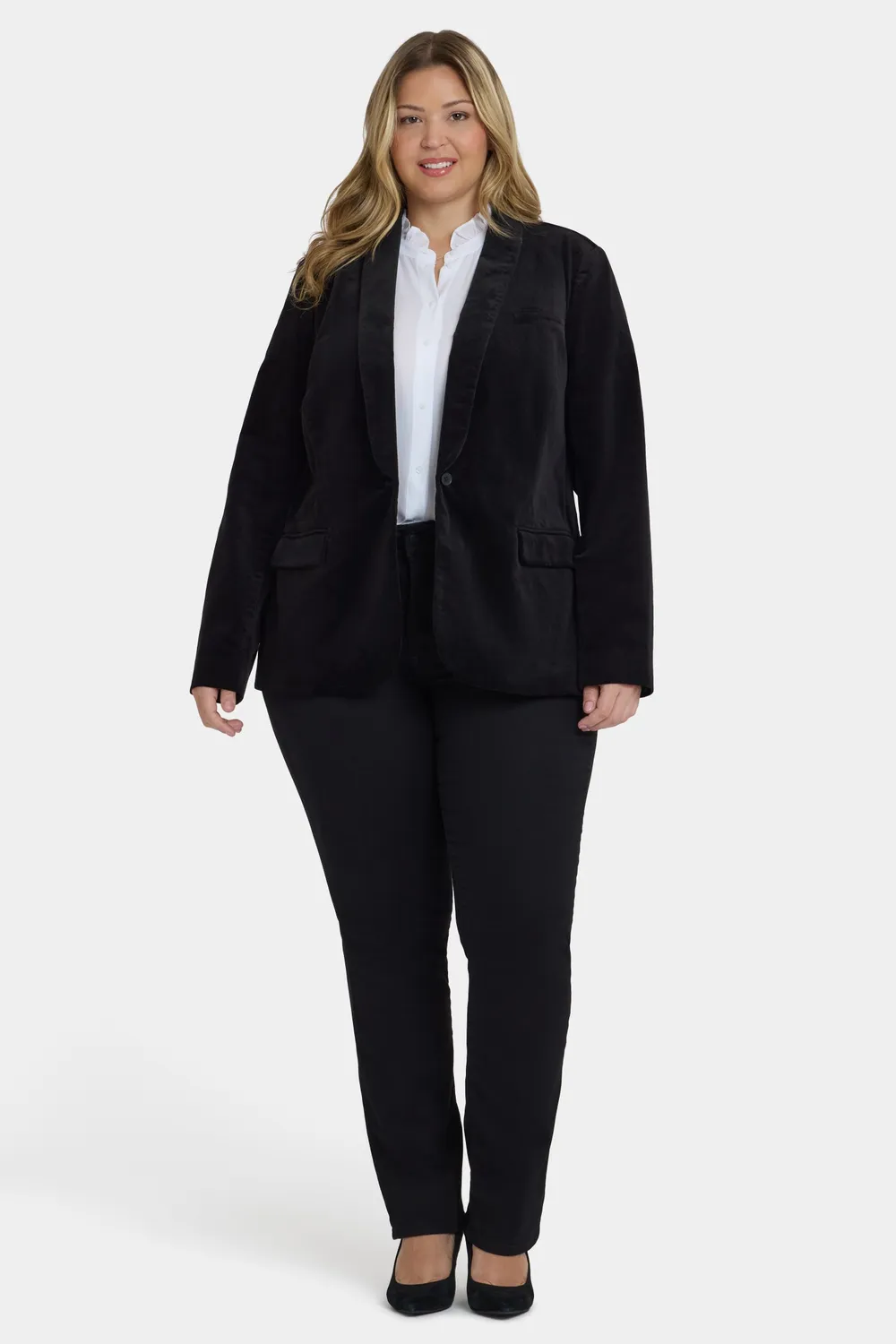 NYDJ Tuxedo Blazer Plus Size Schwarz Velvetsamt