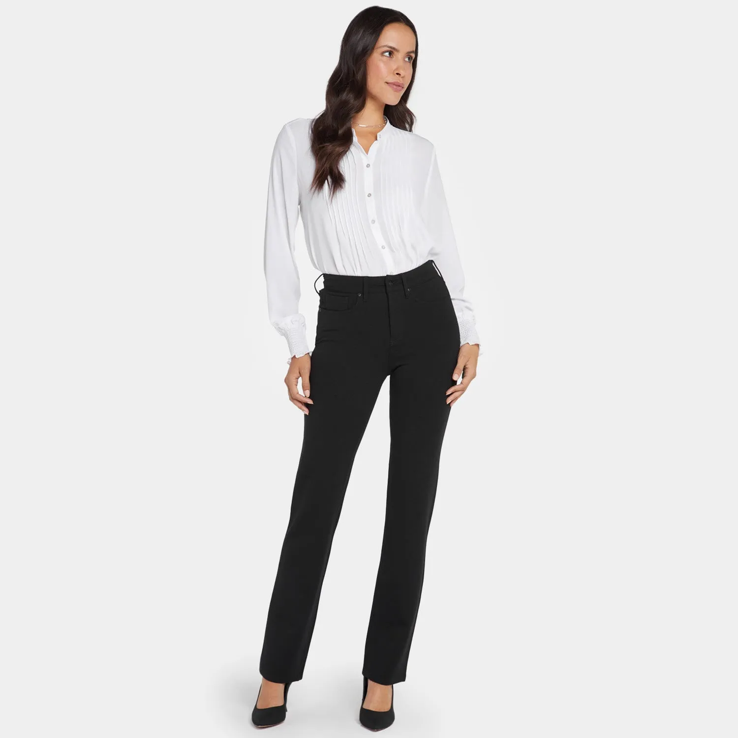 NYDJ Marilyn Straight Hose Petite Schwarz formend