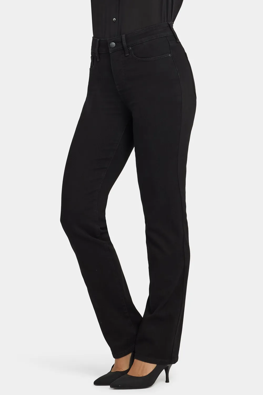 NYDJ Marilyn Straight Jeans Schwarz Stretch