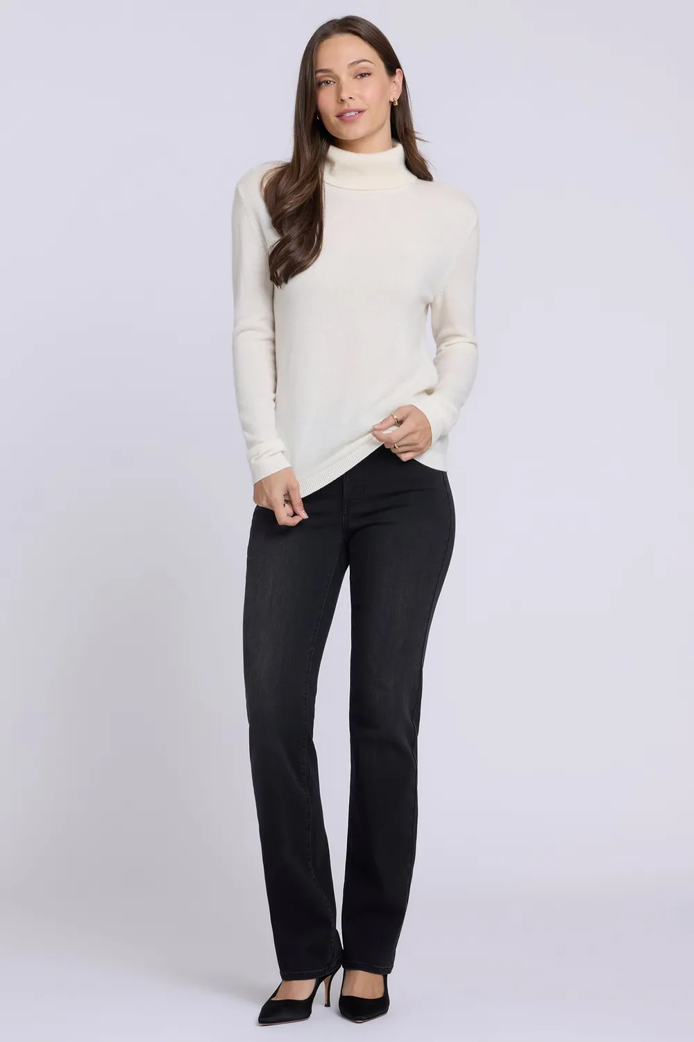NYDJ Cashmere Rollkragenpullover Ivory Kaschmir Weiß