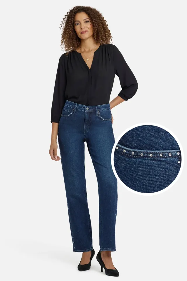 NYDJ Brooke Loose Straight Jeans Louvre Sapphire Strass