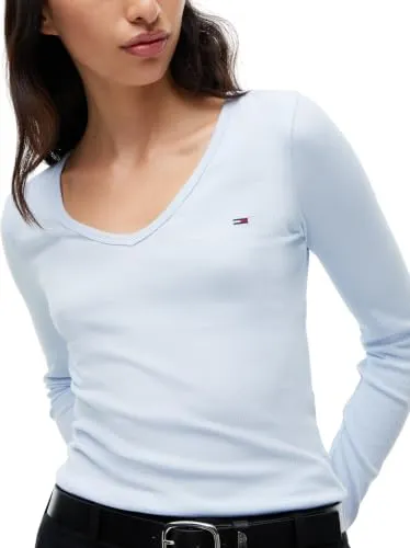 Tommy Jeans Slim Essential Rib V-Longsleeve XS