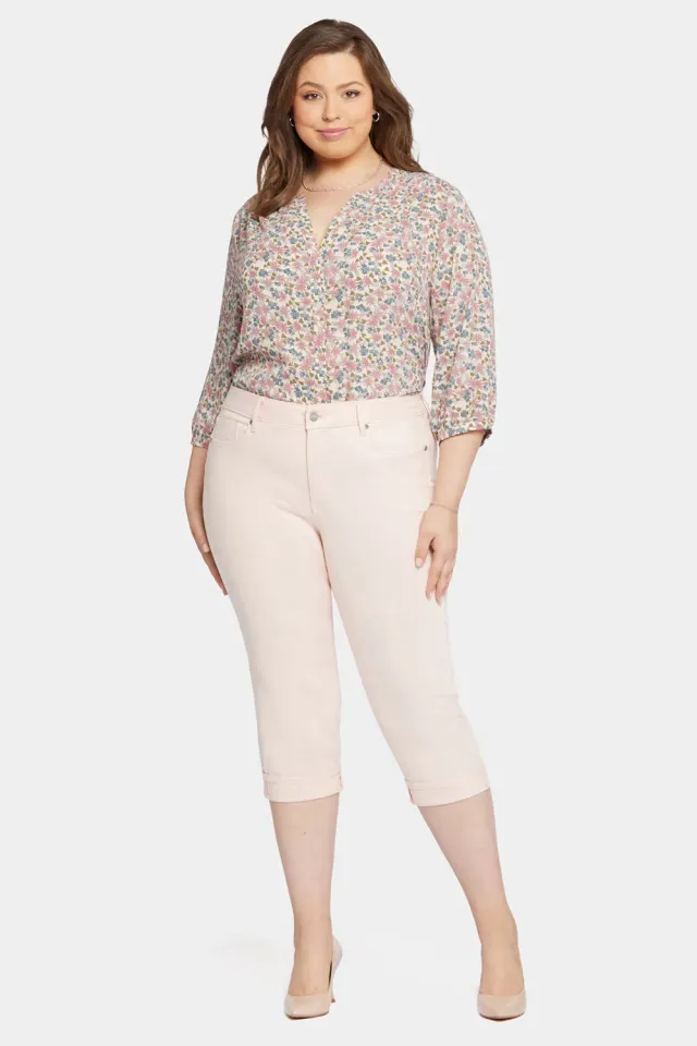 NYDJ Marilyn Straight Crop-Jeans Pink Dusk Plus Size